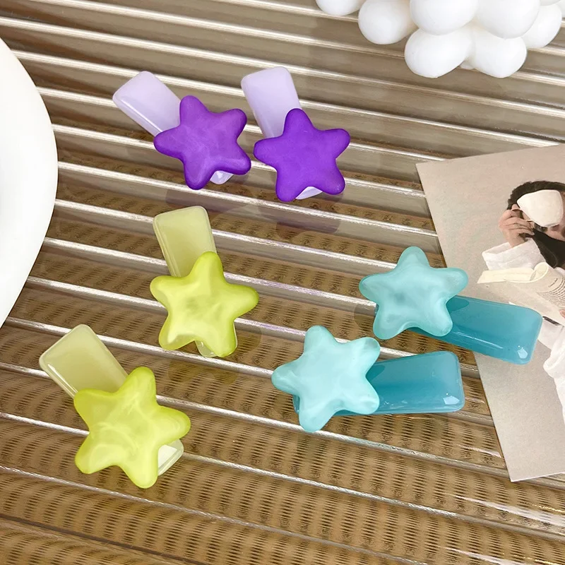 Korean New Trendy Star Hairpin 2023 Summer Cute Y2K Hair Accessories for Women Sweet Pentagram Bangs Alligator Clip Headress