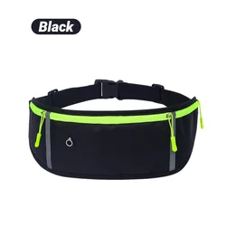 Slim Fitness Outdoor Waist Bag with Water Bottle Holder and Waterproof Pockets (Black)