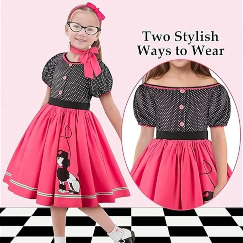 Kids 1950s Poodle Skirt Costume 4