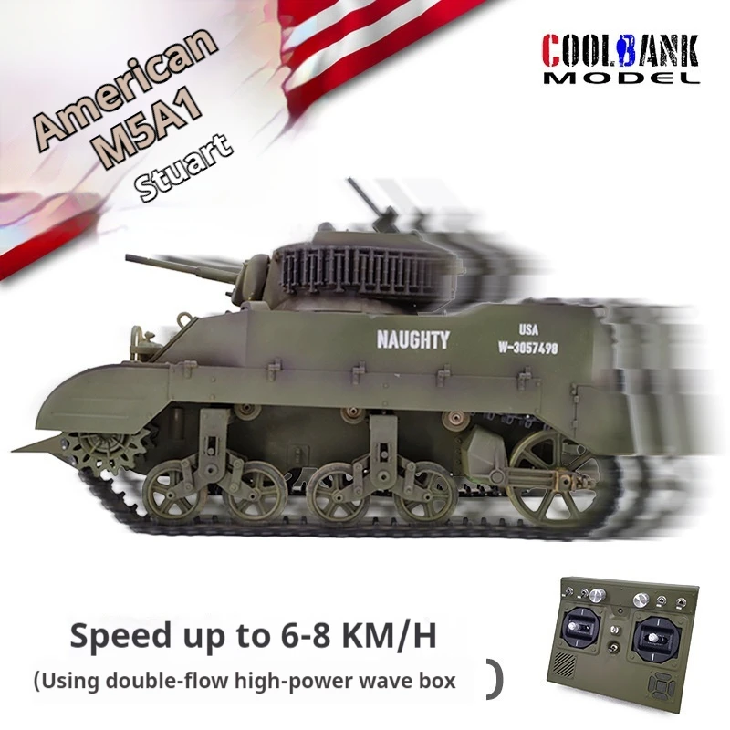 Coolbank Stuart M5a1 Military Simulation Toy Model Light Tank Military Vehicle Remote Control Tracked Tank Sound And Light Toy 3