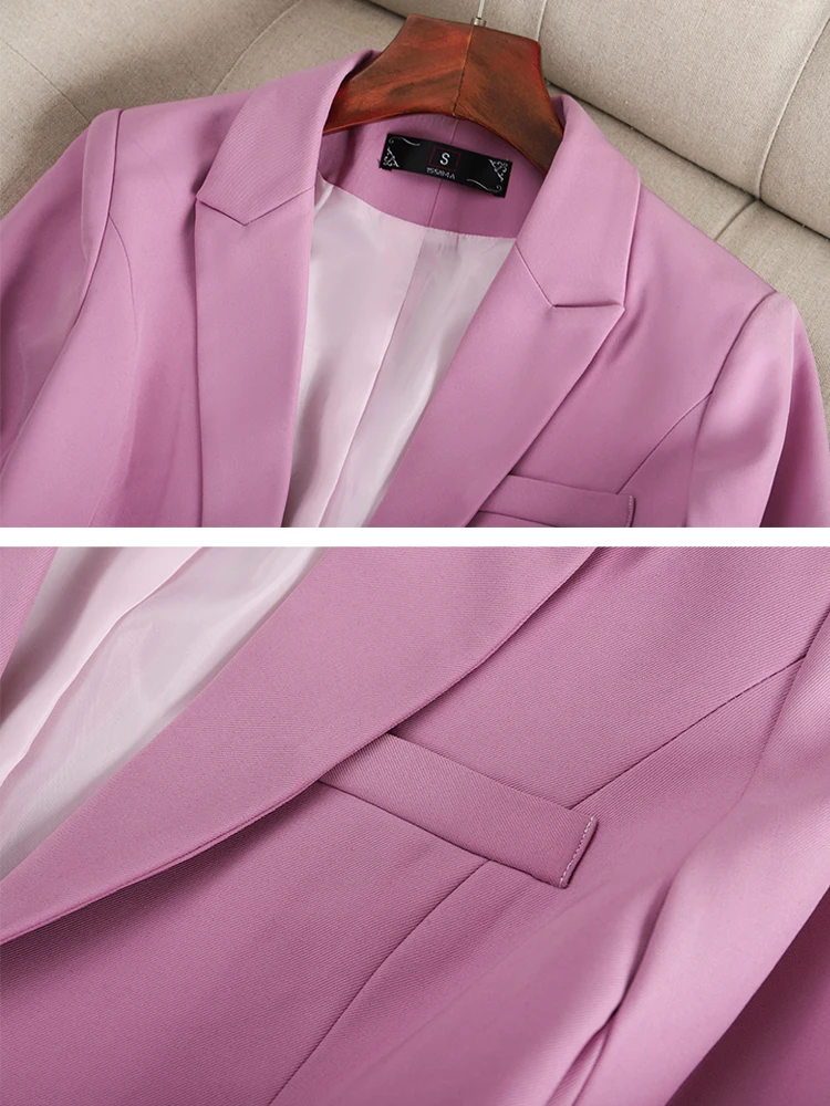 Large size Pink Short blazer 2023 Autumn Long sleeve Single button jacket Korean style Crop coat Office lady Black INKEO 3O079