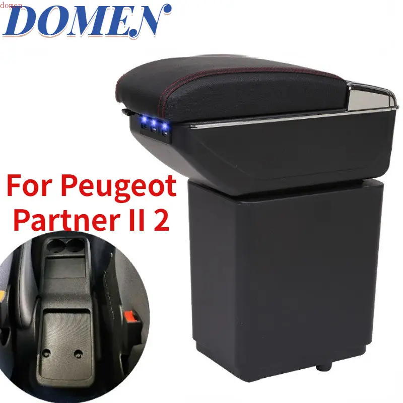 

For Peugeot Partner II 2 Armrest For Peugeot Partner tepee Car Armrest Storage box Retrofit parts car accessories Charging USB
