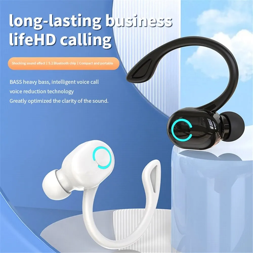 Wireless Bluetooth Earphones HIFI Ear-Hook Noise Cancelling Waterproof Earbuds Game Sports Music Headsets With HD Mic For Phone