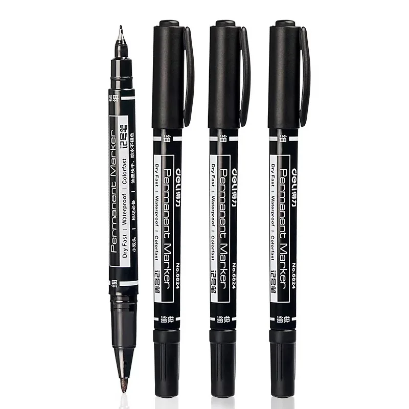 1/3 ピース/セットツインチップ油性マーカー、細字、(黒、青、赤