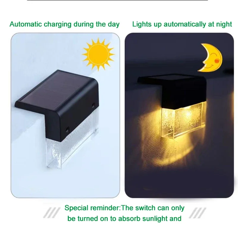 Warm/color LED solar ladder light path staircase outdoor garden light waterproof balcony light decorative patio staircase fence