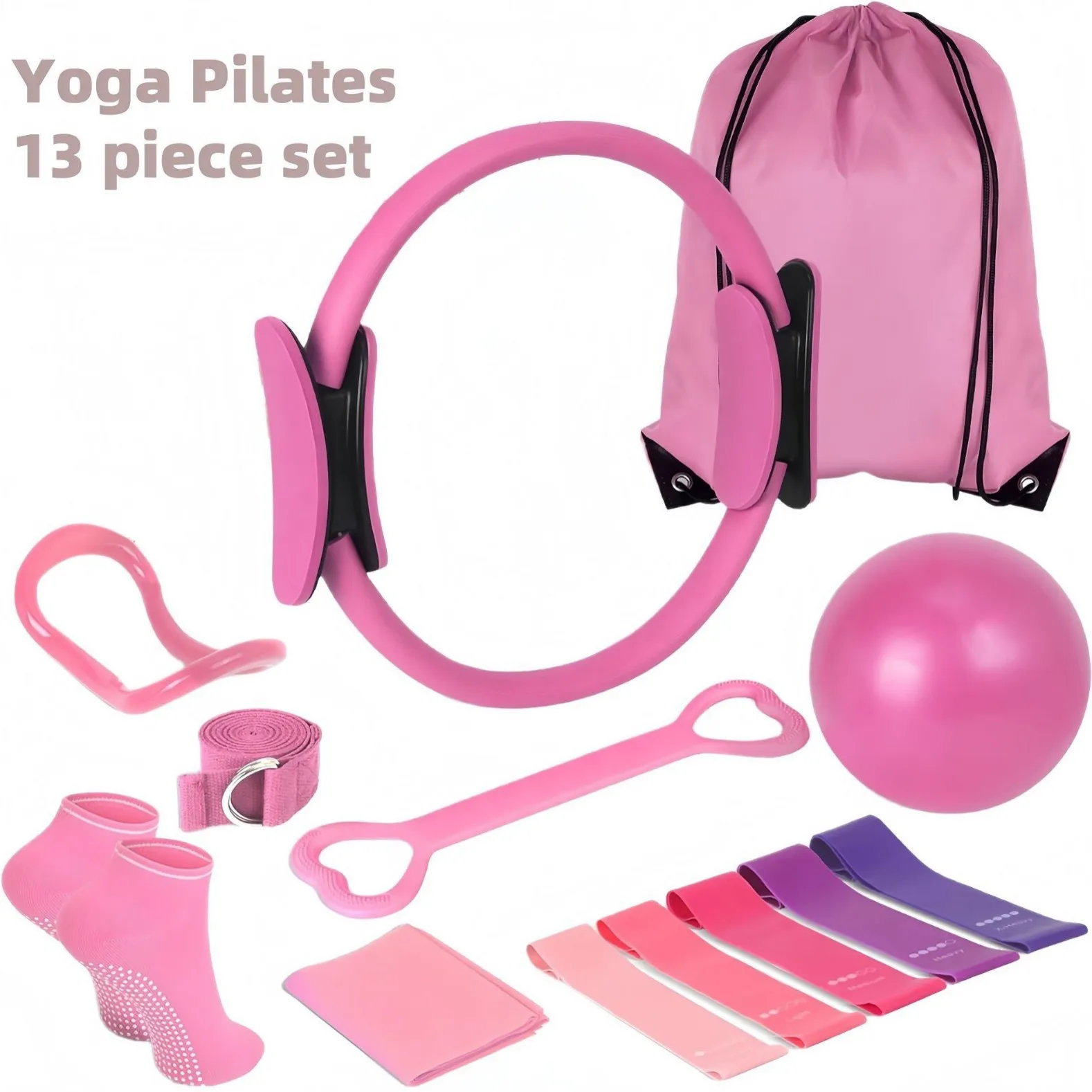 Pilates Ball Set Resistance Bands Pilates Ring 13 PCS Home Workouts Equipment