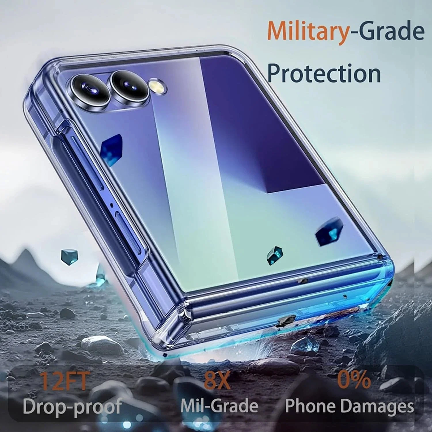 All-Inclusive Hinged Transparent Phone Case with Hinge Protection