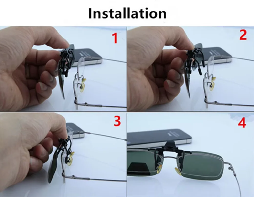 Men Polarized Flip up Clip on Fishing Sunglasses for Driving Night Vision Yellow Women Square Sun Glasses with Clips