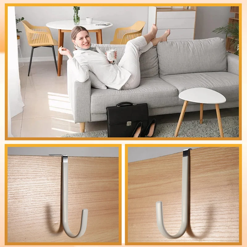 TKOH-Over Door Hooks For Hanging Clothes, 6 Packs Hanger Soft Rubber Surface Prevent Scratches, Door Hook For Bathroom