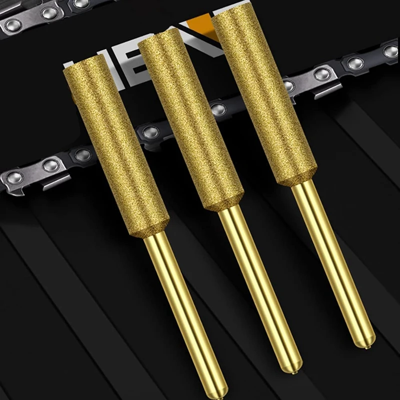 12 Pack Diamond Chainsaw Files, Burr Grinding Stone File, Titanium Plated Sharpening Wheels Chainsaw Sharpener
