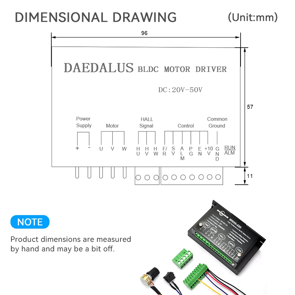 Daedalus CNC Spindle 500w ER11 Brushless DC Spindle Motor Power Supply With 55MM Clamp Bracket Speed Display air cooled spindle motor spindle clamp holder lathe spindle assembly high speed motor spindle set