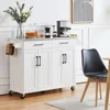 Kitchen Island Cart with Storage & Stainless Steel Countertop, Portable Kitchen Island on Wheels with Cabinet 2
