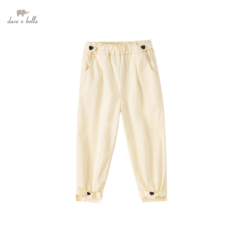 

DK1220826 dave bella spring 5Y-13Y kids girls fashion soild sports pockets pants children boutique casual full-length pants