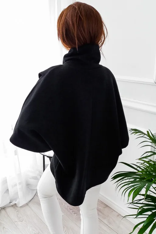2024 Autumn Winter Thick Warm Sweatshirt Fleece Cloak Bat Sleeved High-necked Sweater Top Cape Tops Chic Wholesale Drop Shipping