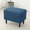 1PC Rectangle Ottoman Stool Covers Polar Fleece Stretch Elastic Footrest Cover Non-Slip Anti-Dust Footstool Slipcover Protector 6