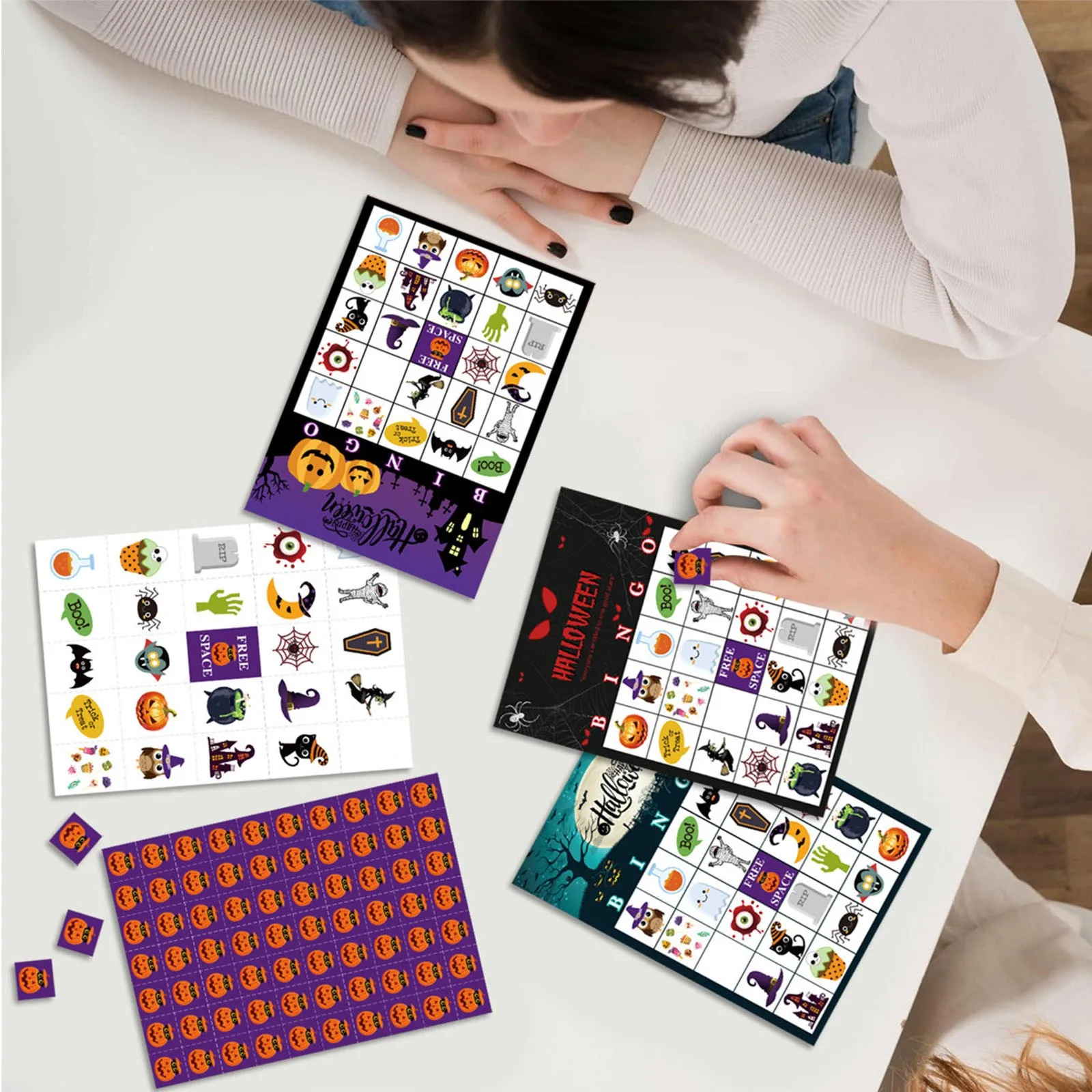 Halloween Games-Halloween Bingo Party Table Cards-Kids Halloween Games Halloween Party Favors - Halloween Toys & Party Supplies 2