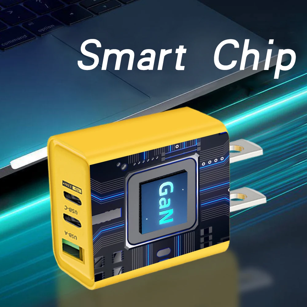 GaN PD USB Fast Charging 65W QC 3.0 3 Ports Type C EU/US Plug for iPhone Xiaomi Samsung Huawei