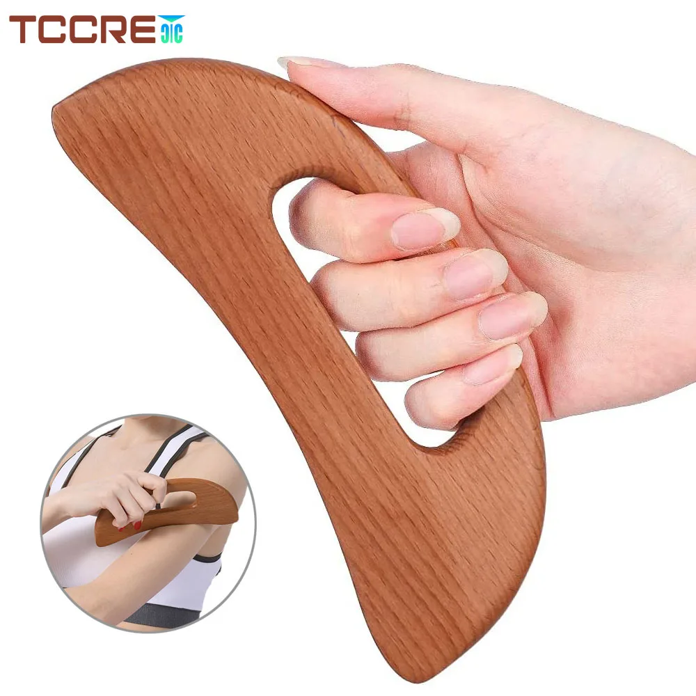 Handheld Wooden Body Gua Sha Massage Scraping Board Wood Therapy Tool for Back Neck Face Leg Lymphatic Drainage Cellulite Remove