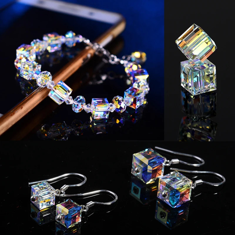 Crystal Beads 50/100PCS 4/6/8mm Crystal Beads AB Colorful Cube Austria Beads Jewelry Making Glass DIY Bracelet Earrings Necklace