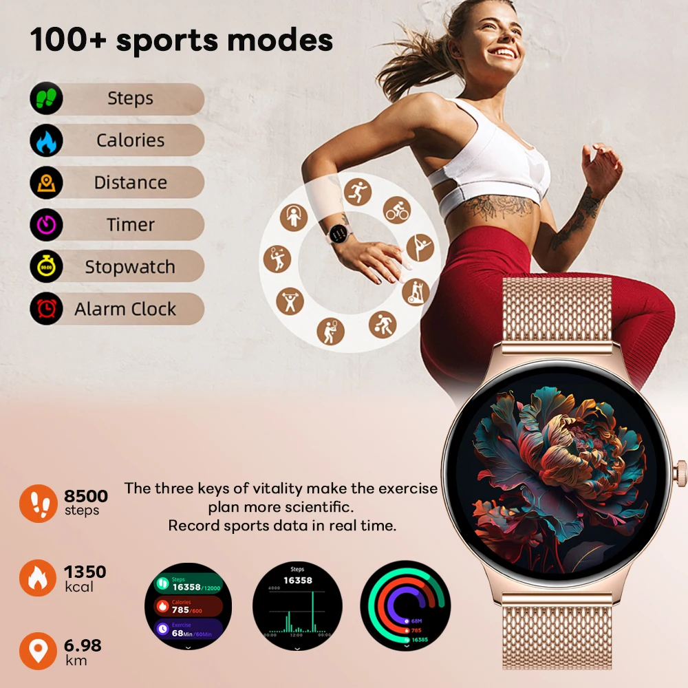 New For HUAWEI Ultra Thin AMOLED Smart Watch Women Health Monitor Skin-friendly Alloy Body Always Display Time BT Calling Clock 6