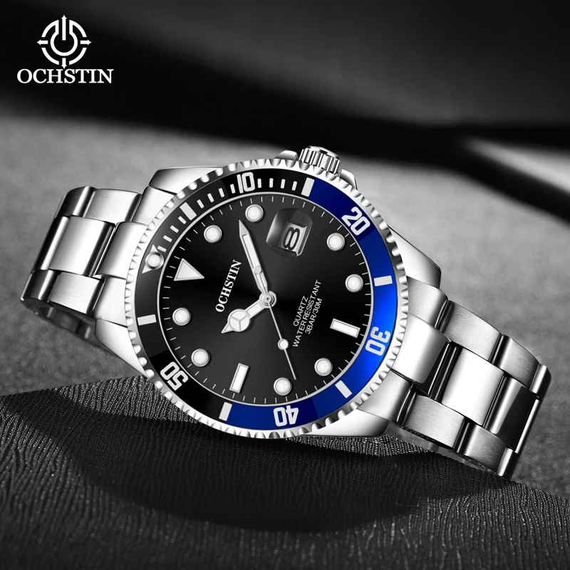 OCHSTIN Luxury Men's Watches Stainless Steel Band waterproof Fashion Luminous Large Dial reloj hombre relogio masculino