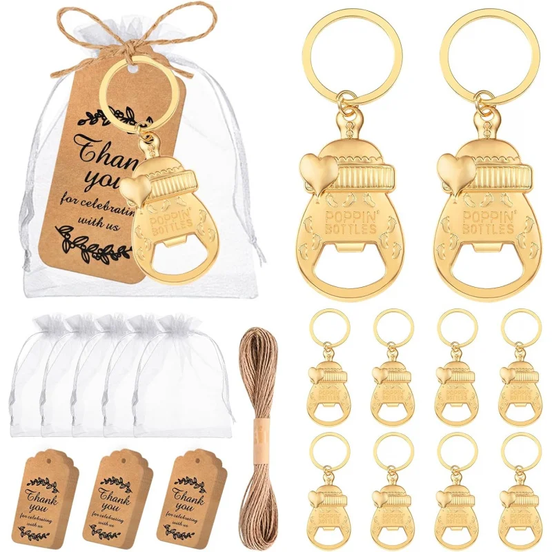 6 Set Popping Bottle Openers Keychain Baby Shower Party Favors for Guests Baby Bottle Opener Souvenirs for Reveal Wedding Party