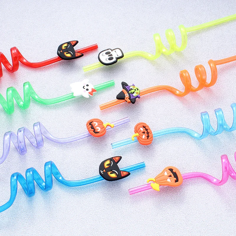 12 قطعة من شفاطات الهالوين القابلة لإعادة الاستخدام، شفاطات بلاستيكية على شكل عنكبوت اليقطين الساحرة، زينة لحفلات أعياد الميلاد، زينة الهالوين