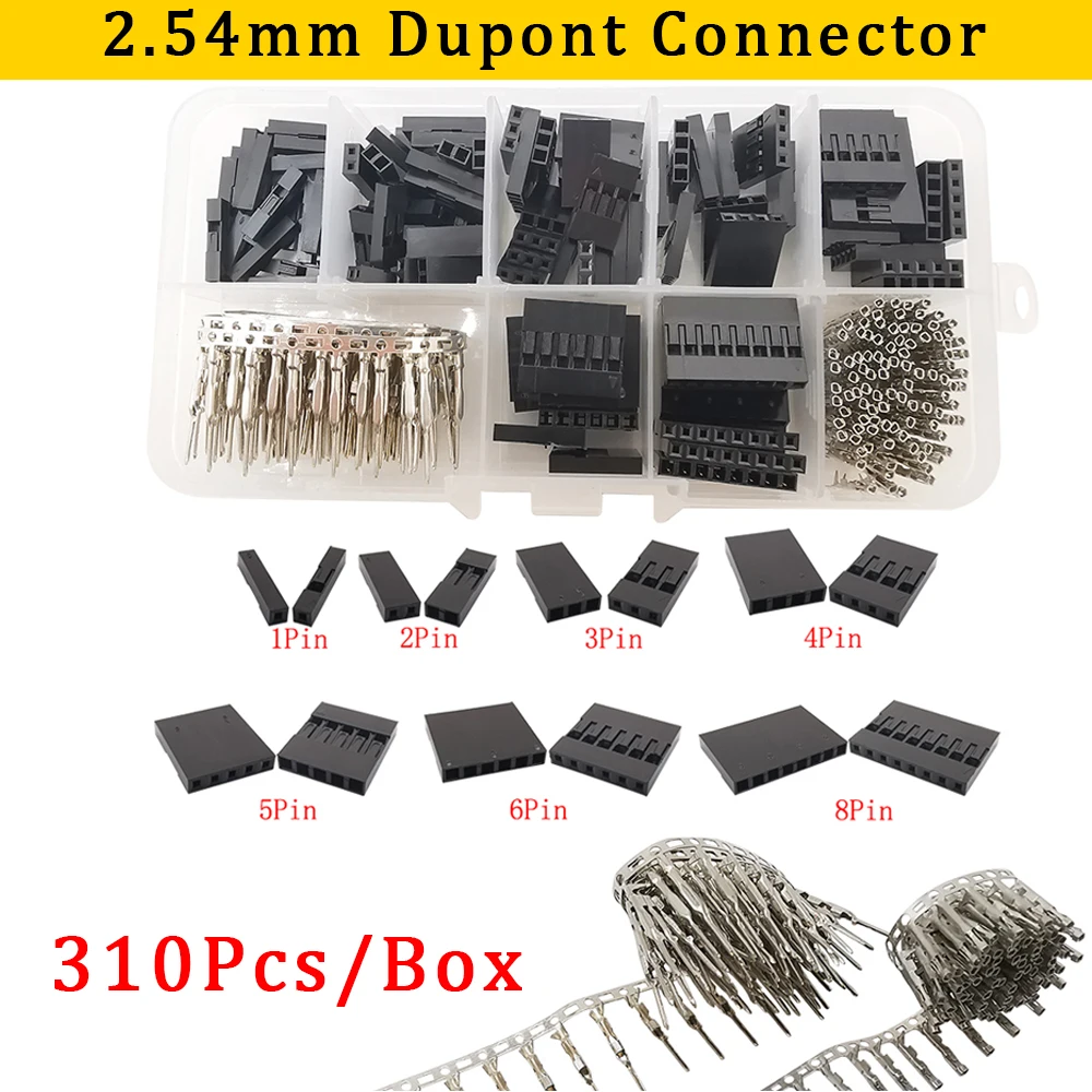 200Pcs/Box 2.54mm Pitch JST SM/Dupont Jumper Wire Connector
