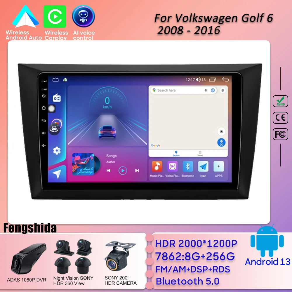 

Android Radio For Volkswagen Golf 6 2008 - 2016 Stereo Head Unit Dash Cam Touch Screen Mirror Link Wifi Bluetooth Carplay 7862