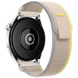 Braided Elastic Nylon Strap - Adjustable Loop Band Wristband Accessories - 22mm (Beige Yellow)