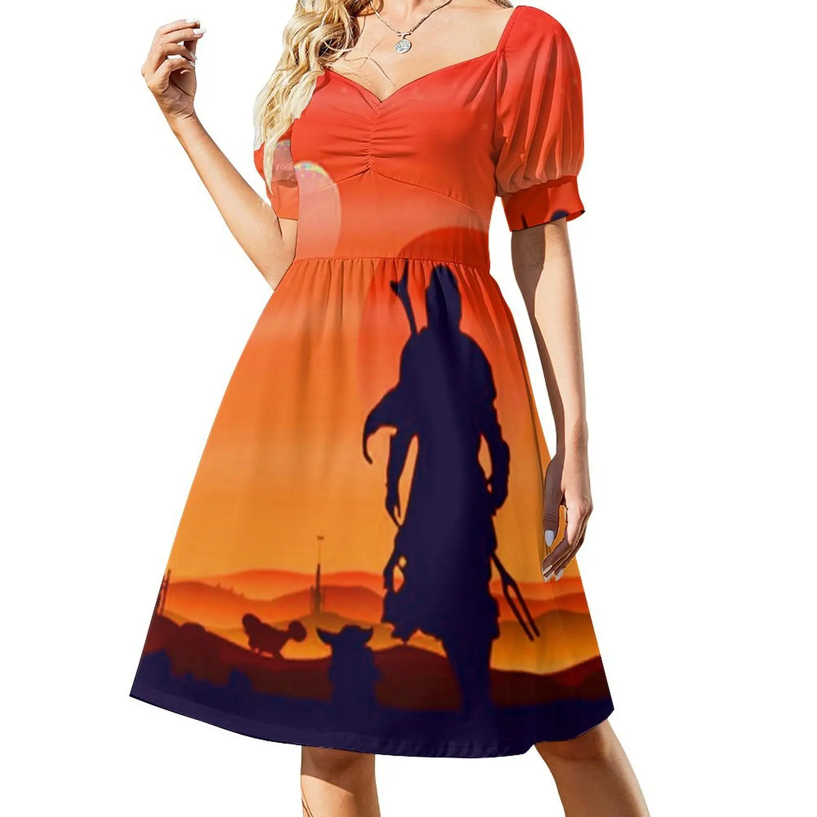 thumbnail image 1 of Vestido de trabajo naranja Ranger de manga corta, ropa de mujer, vestidos de fiesta, mujer, 1 of 8