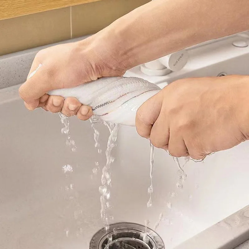 Oil Repellent Dishwashing Cloth 12 Layers Thicken Cotton Towel Anti-Grease Wiping Rags Household Cleaning Towels Non-stick Wipe