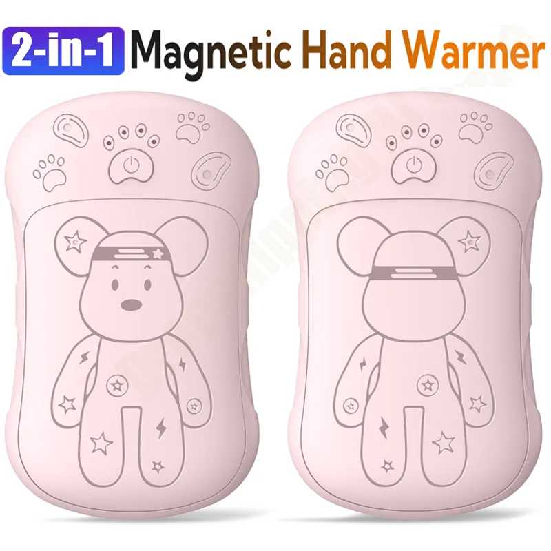 2Pack Magnetic Electric Hand Warmer Power Bank 6000mAh Portable Dual-sided Safe Rechargeable for Winter