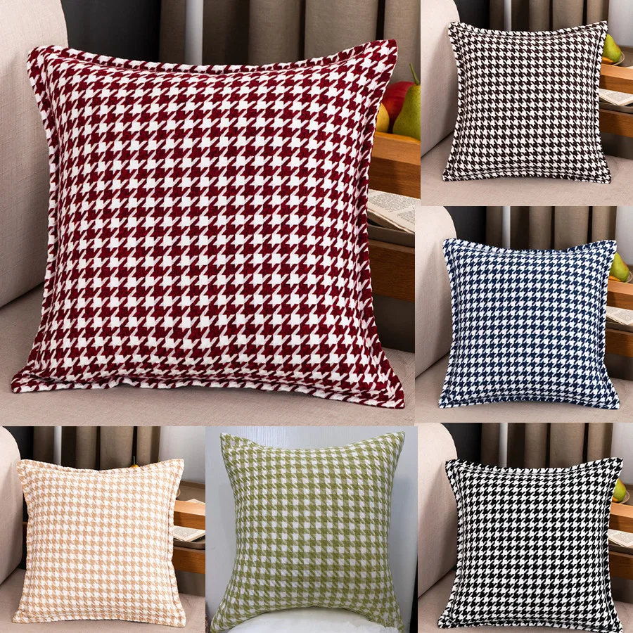 

Double Side Jacquard Houndstooth Decor Cushion Cover 45cm Sofa Pillow Cover Home Living Room Cotton Linen Pillow Case Geometric