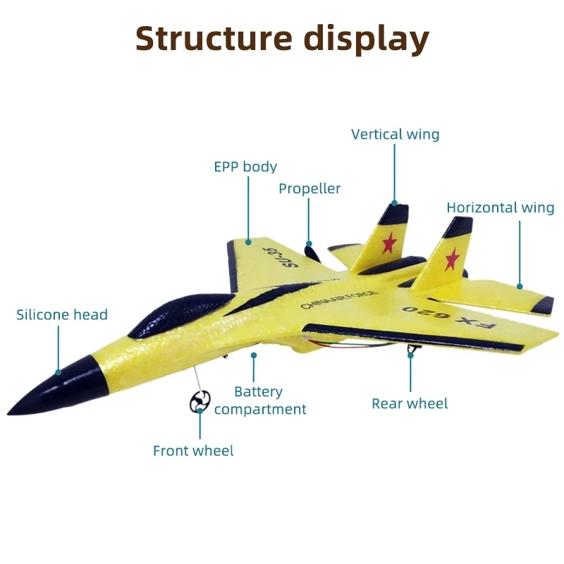 SU35 RC Plane FX620 FX820 2.4G Remote Control Flying Model Glider Airplane With LED Lights Aircraft Foam Toys For Children Gifts 5