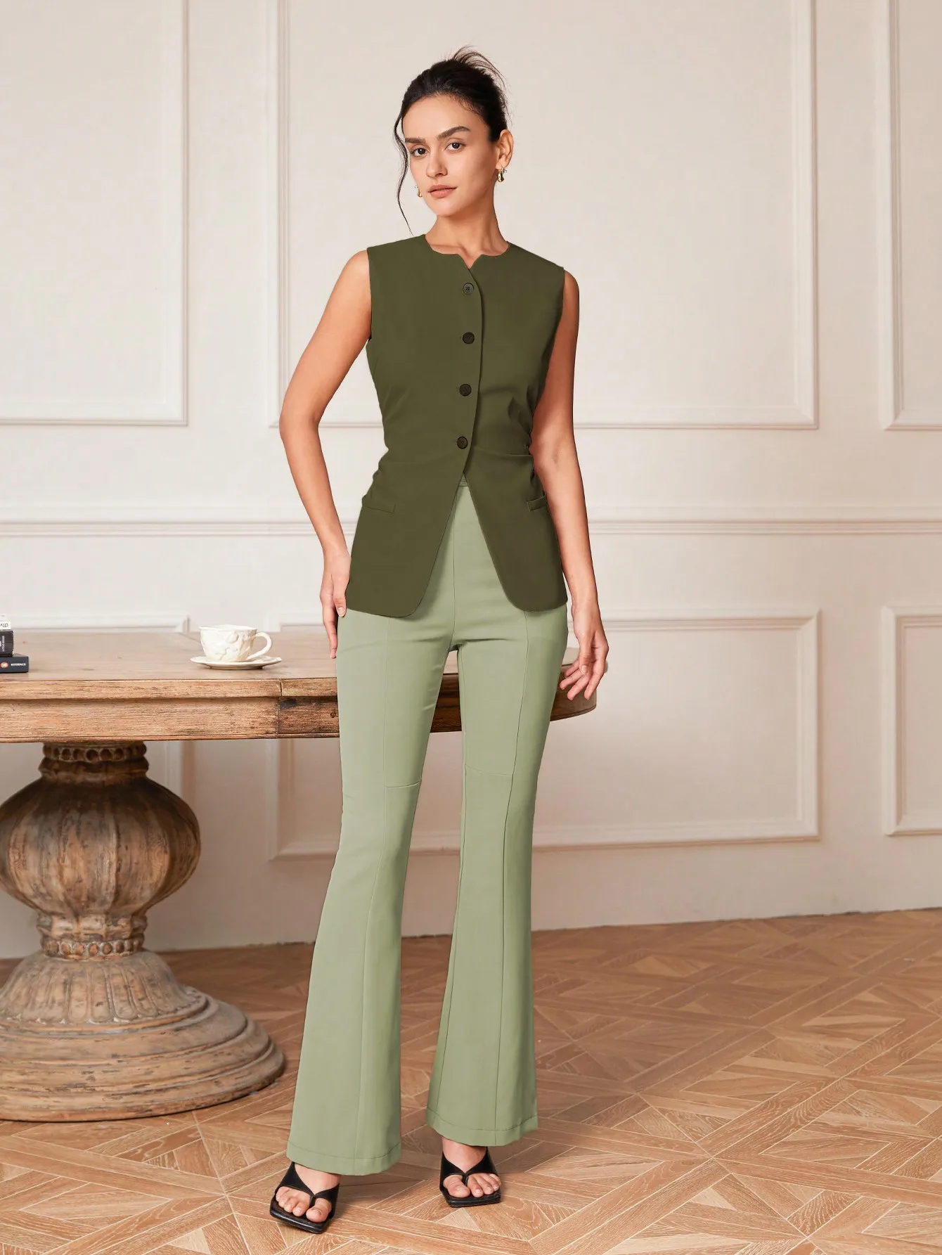 AEL Damen-Anzugweste, einfarbig, ärmellos, lässige Mode – Detail 15