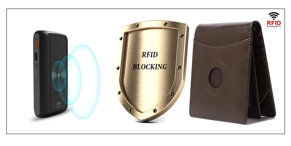 Real Leather RFID Trifold Wallet for Men - Slim Airtag Card Holder with ID Window