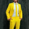 2024 High Quality Yellow Men Suits Single Brasted Notch Lapel Casual Full Set Prom Party Outfits 2 Piece Jacket Pants 1