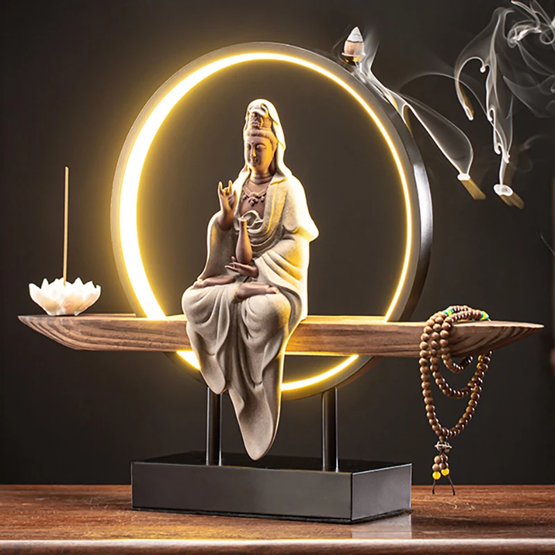 

Buddha Statue Incense Burner Agarwood Censer Incense Burner Puffs Smoke Figurines Decoracion Para El Hogar Home Decorations