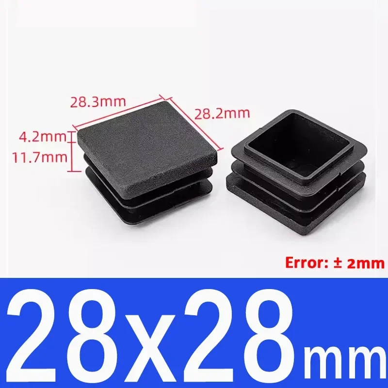 Black Square Plastic End Caps for Table or Chair Feet Protection