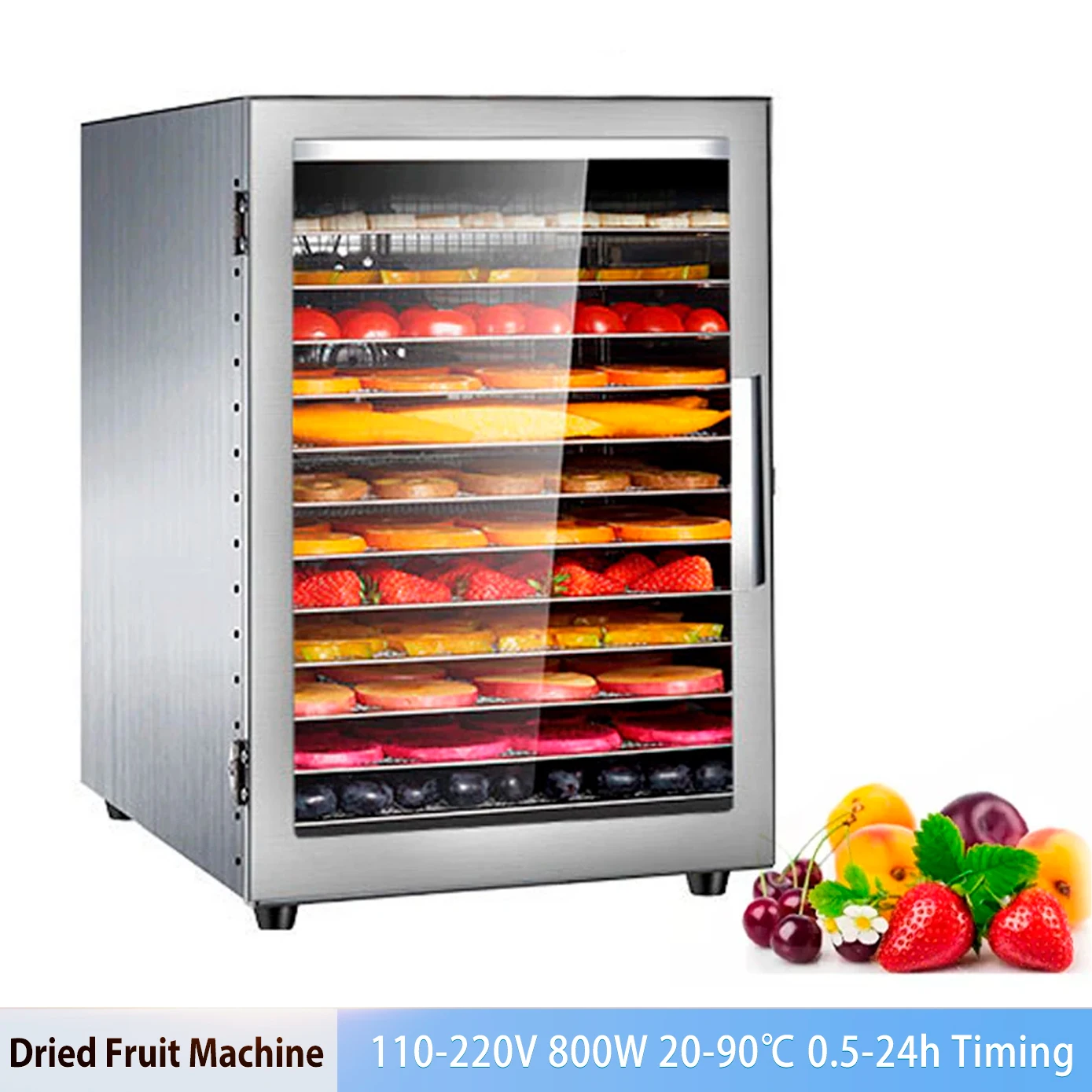 12 Trays Food Dried Fruit Machine Dryer For Vegetables Dried Fruit Meat Stainless Steel Dehydrator Drying Machine