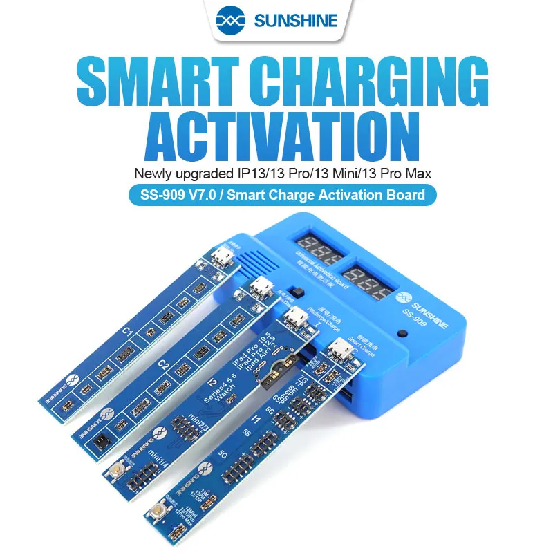 Sunshine SS-909 V7.0 Universal Battery Activation Board Quick Charge Maintenance Line For Iphone Android Repair Test Board Tool sunshine ss 903a 8 0 ip battery activation charging board for ip5g 15pm series no removal phone battery smart activation tools