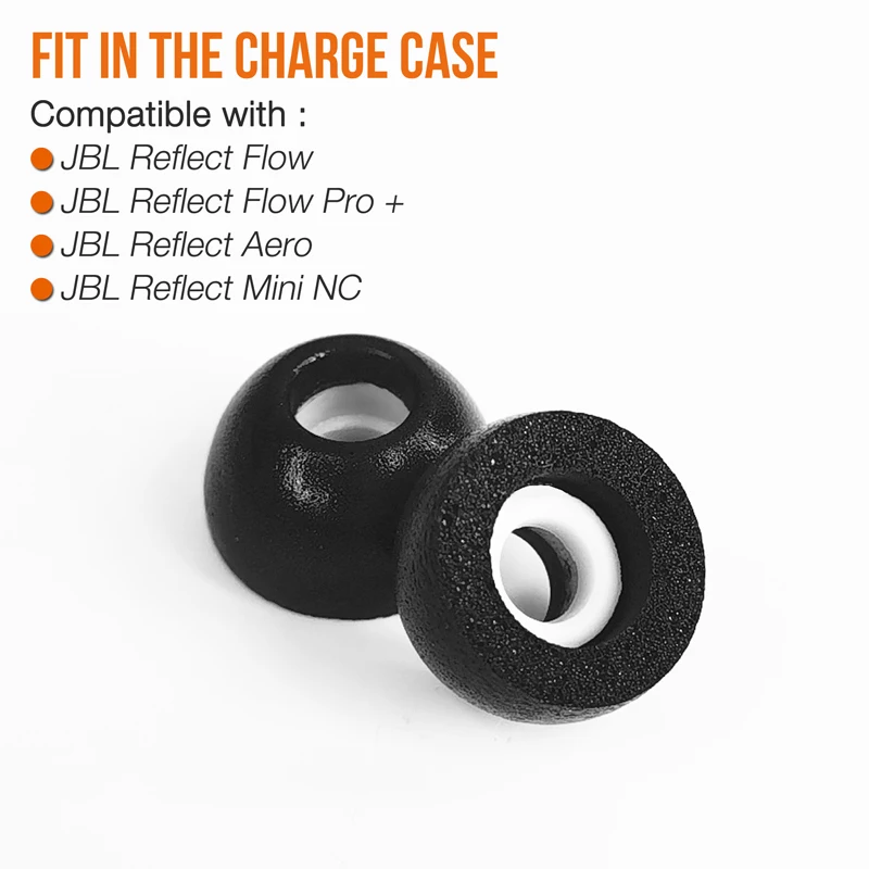 Memory Foam Eartips Compatible With JBL Reflect Flow & Reflect Flow Pro + & Reflect Mini NC & Reflect Aero TWS Earbuds Earpads