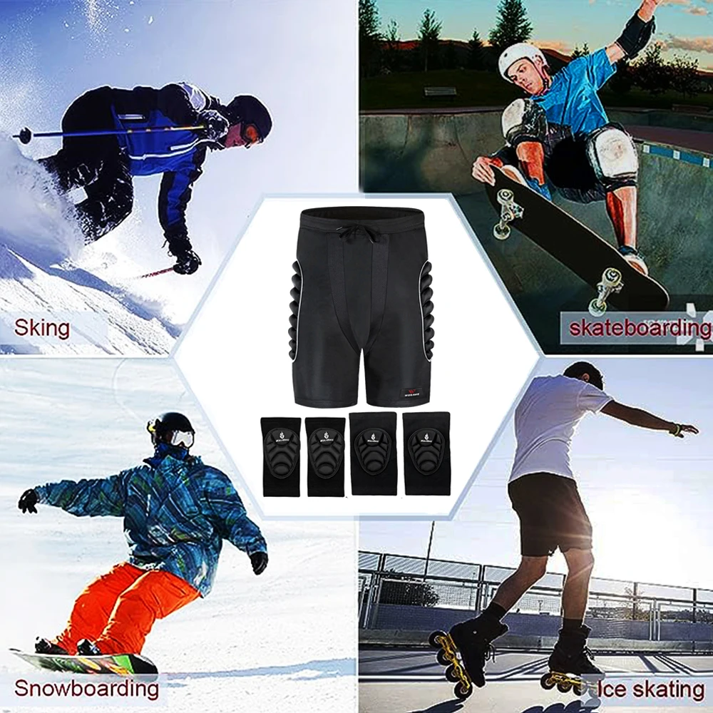 WOSAWE Unisex EVA Extreme Outdoor Sports Ski Skate Snowboard Protection  Skiing Protector Skating Protective Hip Padded Shorts