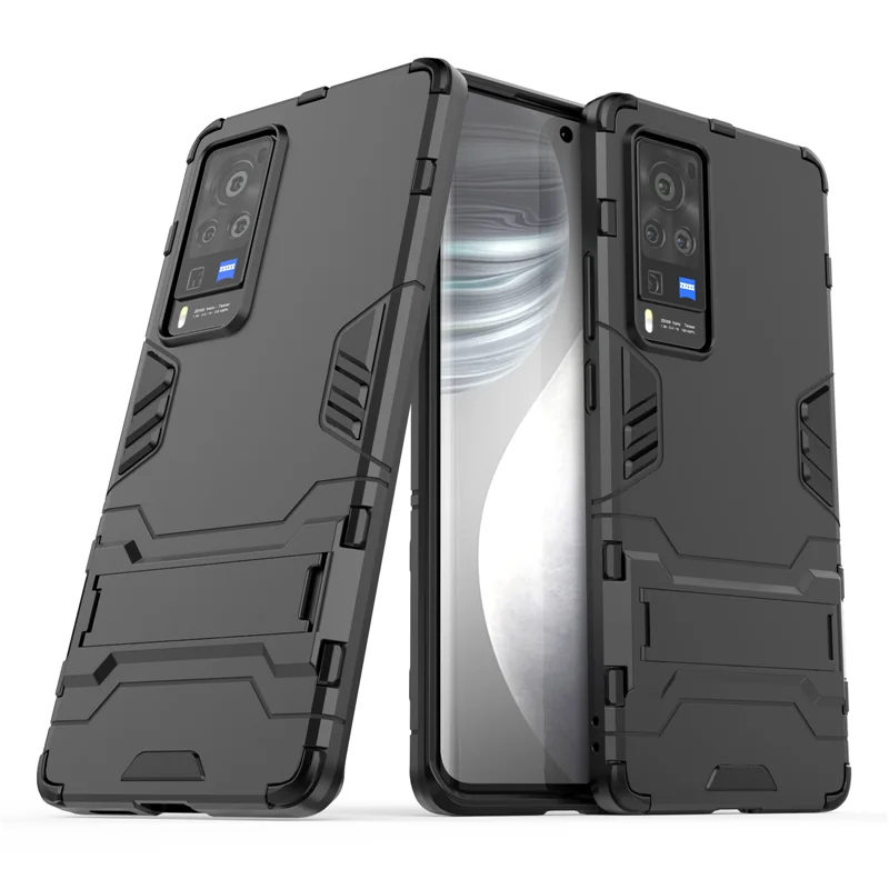 Magnetic Metal Ring Holder Shockproof Armor Case with TPU Bumper and Hard Plastic Back Cover