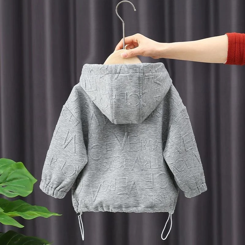 

Autumn Fashion Embossing Drawstring Spring Baby Boys Hoodie Half Zip Hooded Kids Sweatshirt 1-9 Years