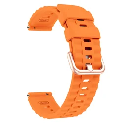 Wave Silicone Waterproof Wristband for Smartwatches - Soft and Durable Design (Orange)