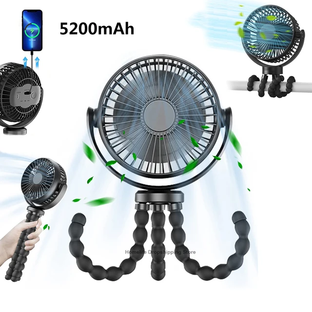 Compact USB-Powered Stroller Fan - Portable Rechargeable Mini Ventilator for Silent and Refreshing Breeze, Perfect for Strollers, Tables, and Outdoor Cooling