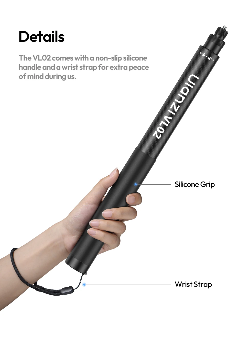 Carbon Fiber Selfie Stick Light-weight Selfie Stick Extension Rod for Gopro Smar
