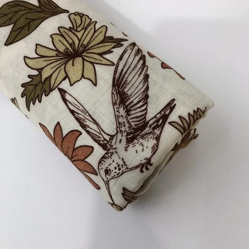 70% Bamboo+30% Cotton Muslin Swaddles Baby Blankets Newborn Bedding Blanket Feeding Cover Flower Baby Blanket Diaper 3